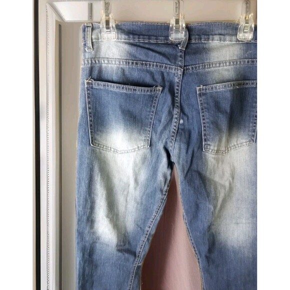 Lion Dynasty Women's Jeans Size 12 Slim Distressed Paint Made In Egypt Blue - Picture 12 of 14